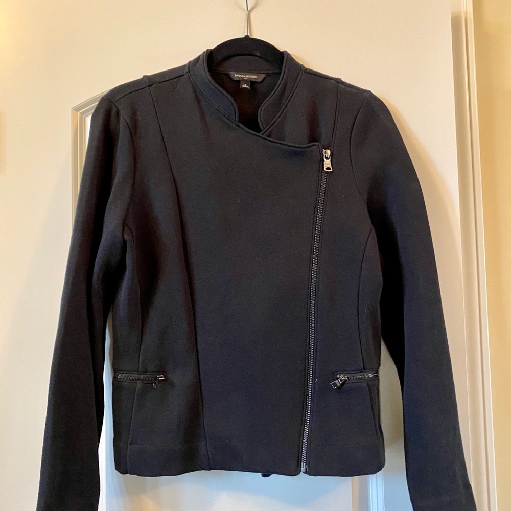 Banana Republic black knit moto jacket